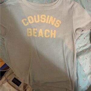 American Eagle Outfitters Light Blue 'Cousins Beach' Graphic Tee